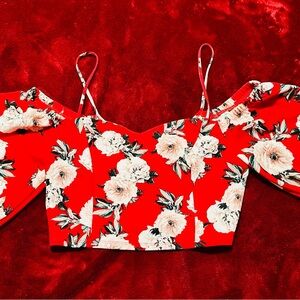 Charlotte Russe Red Floral Crop Top